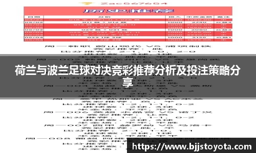 荷兰与波兰足球对决竞彩推荐分析及投注策略分享